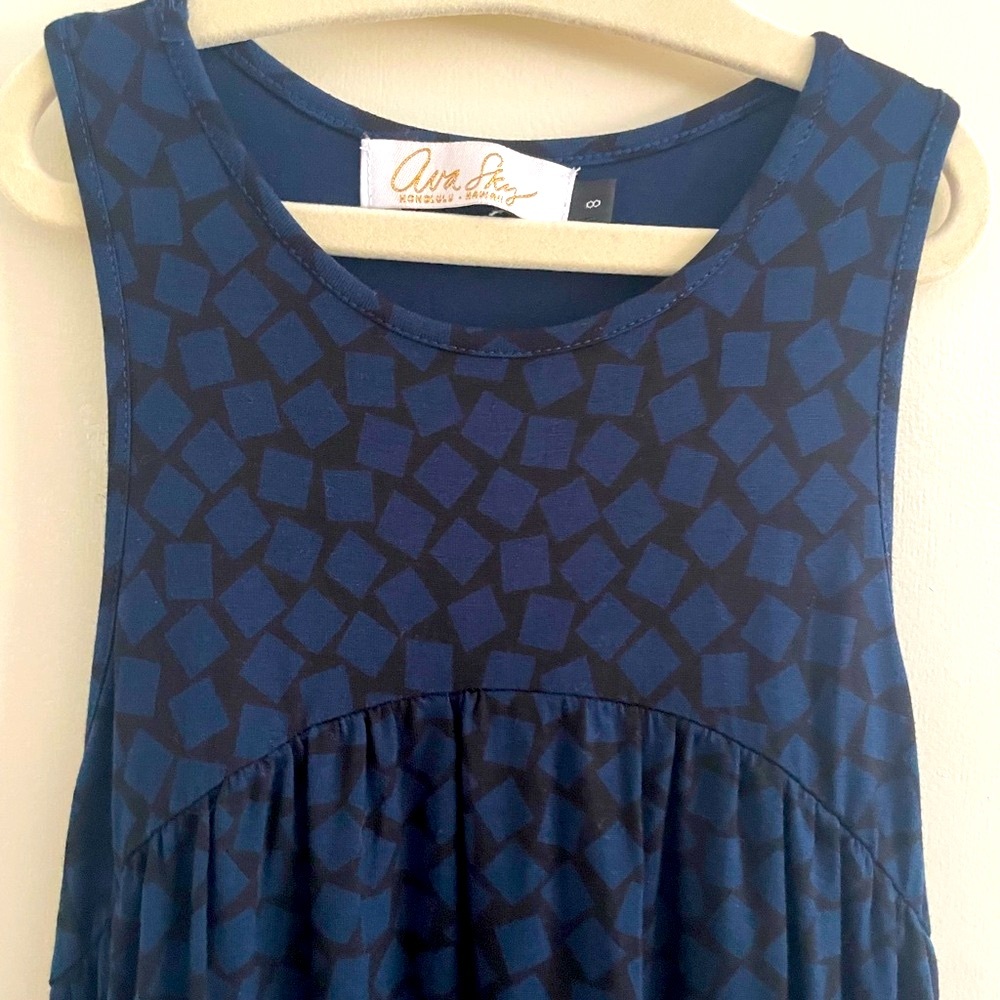 Ava Sky Hawaii Kids Girl Maxi Dress Black Navy Blue Squares Fighting Eel Skater